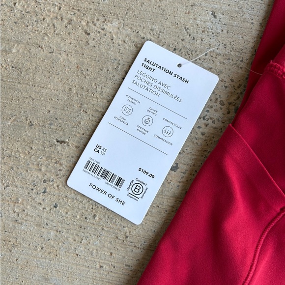 Athleta Women's Salutation Stash Tight Bold Red Leggings - Picture 2 of 3